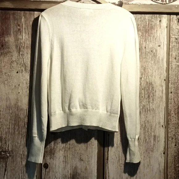 NEW cashmere cotton blend embellish button cream sweater cardigan large - Picture 10 of 12